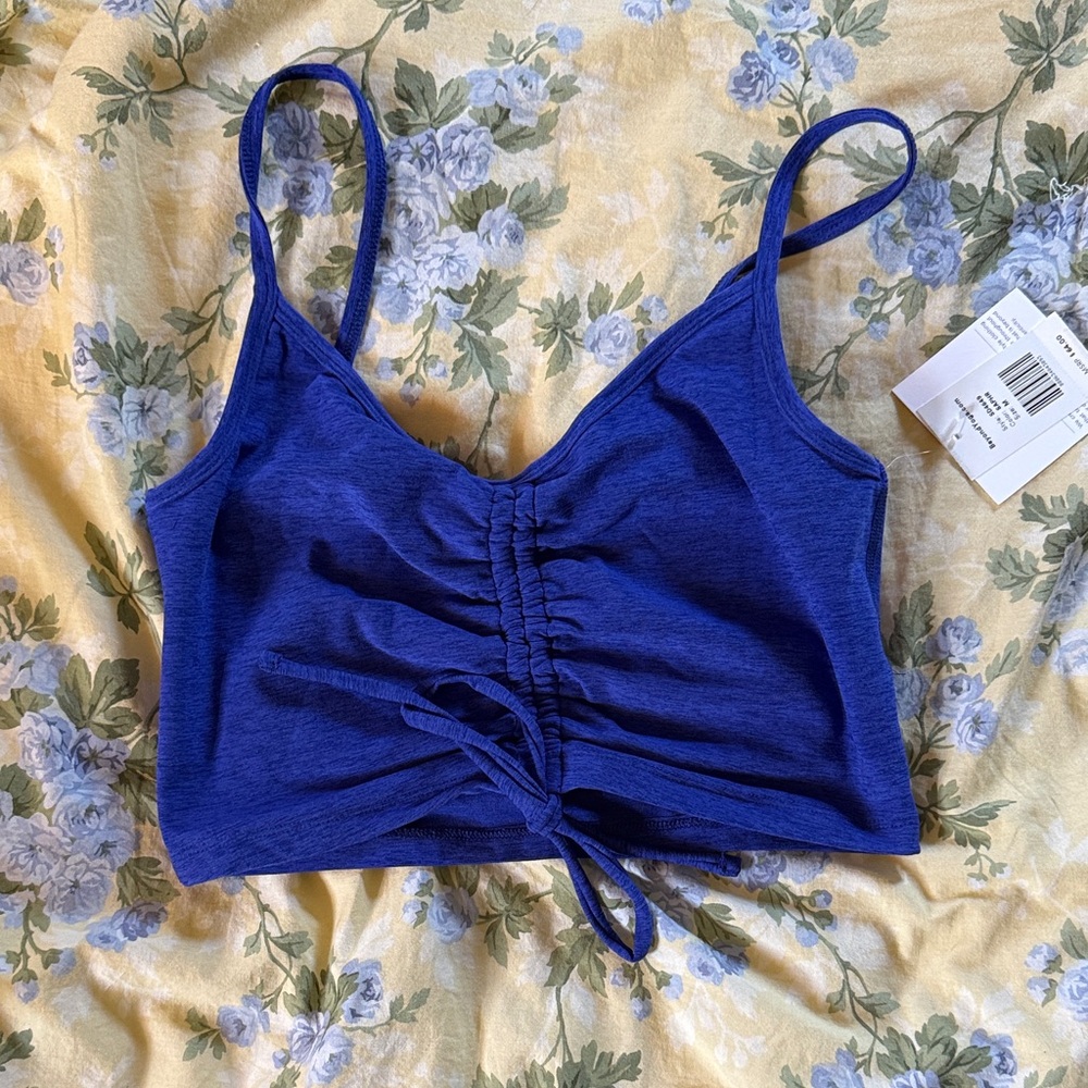 Blue Ruched Crop Top